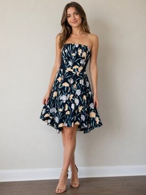 french connection blue strapless dress French Connection Women's Whisper Straight Neck Mini Dress - Blue - Size 2